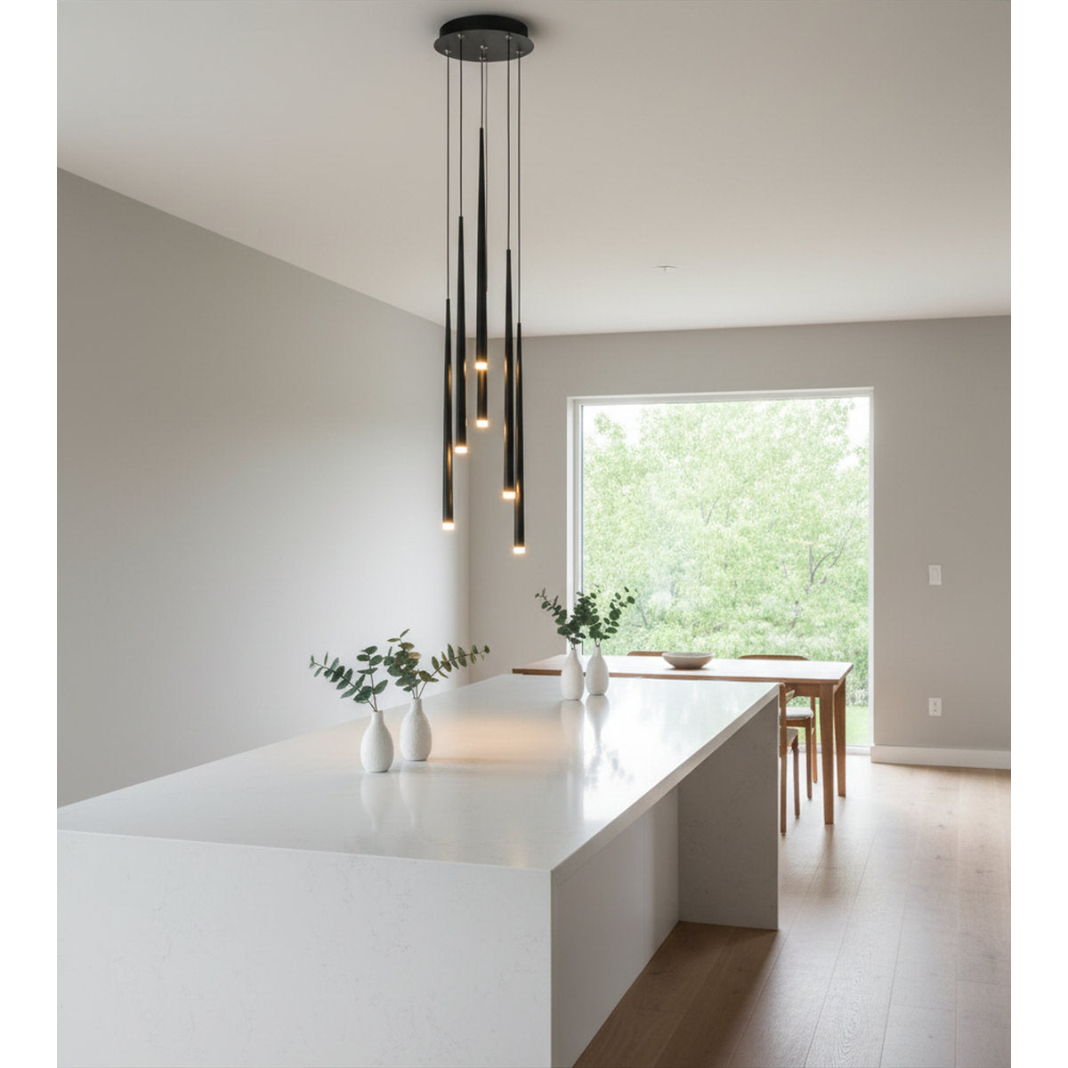 6 - Light Matte Black LED Pendant