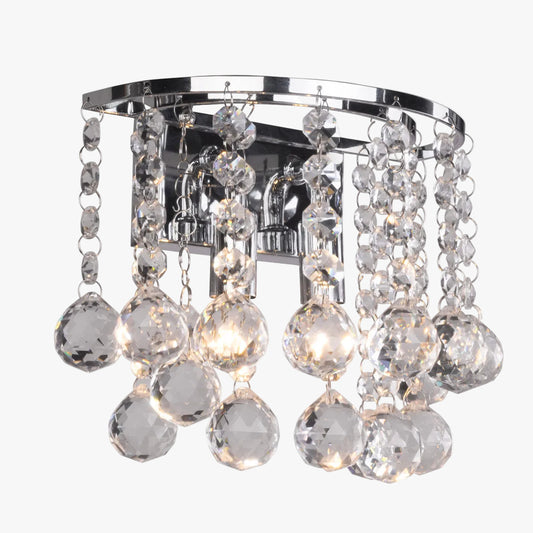 2-Light Dimmable Crystal Chrome Flush Mount Wall Light