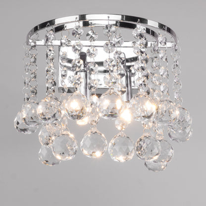 2-Light Dimmable Crystal Chrome Flush Mount Wall Light