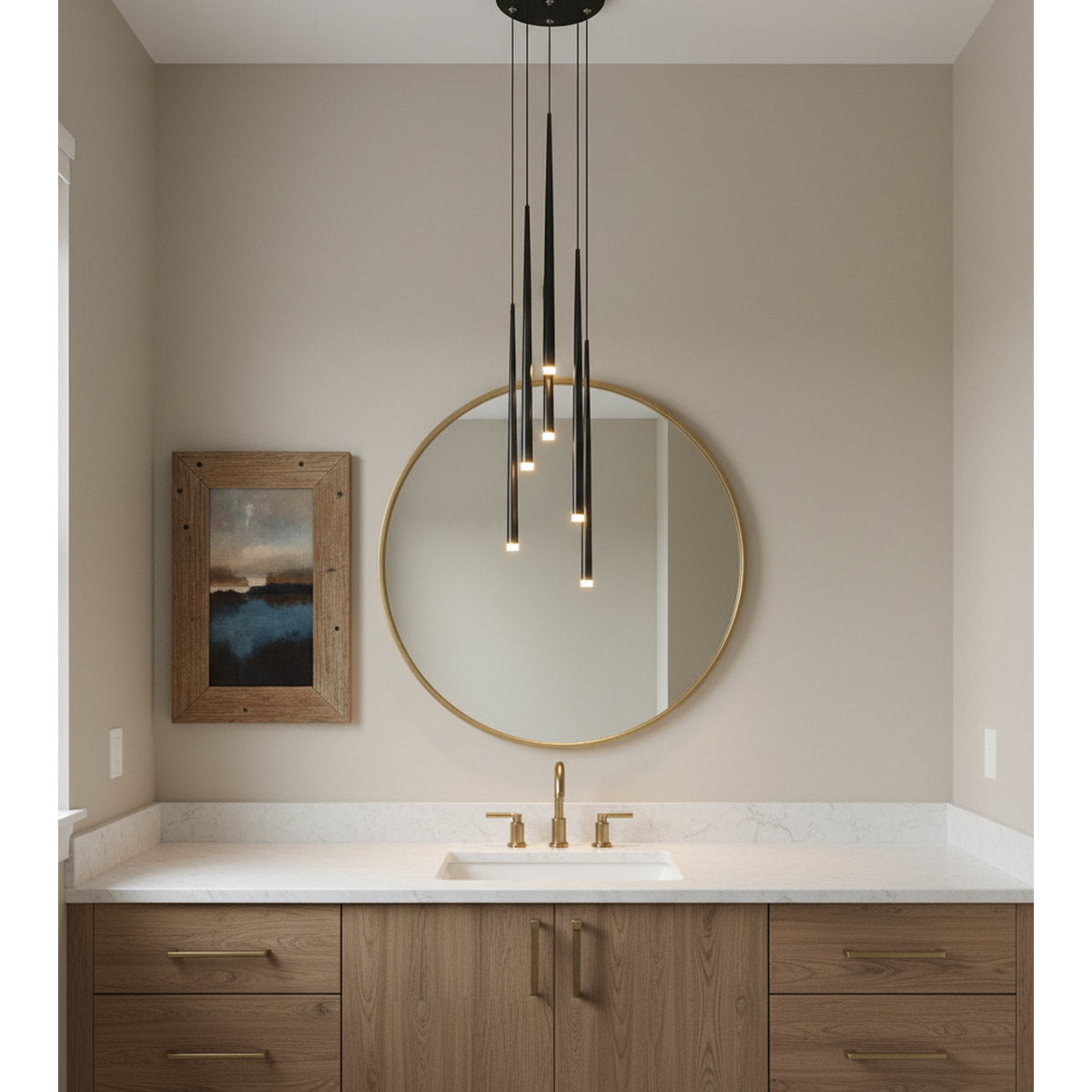 6 - Light Matte Black LED Pendant