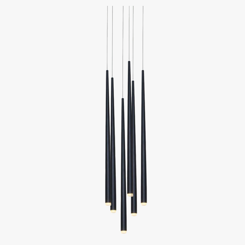 6 - Light Matte Black LED Pendant Light