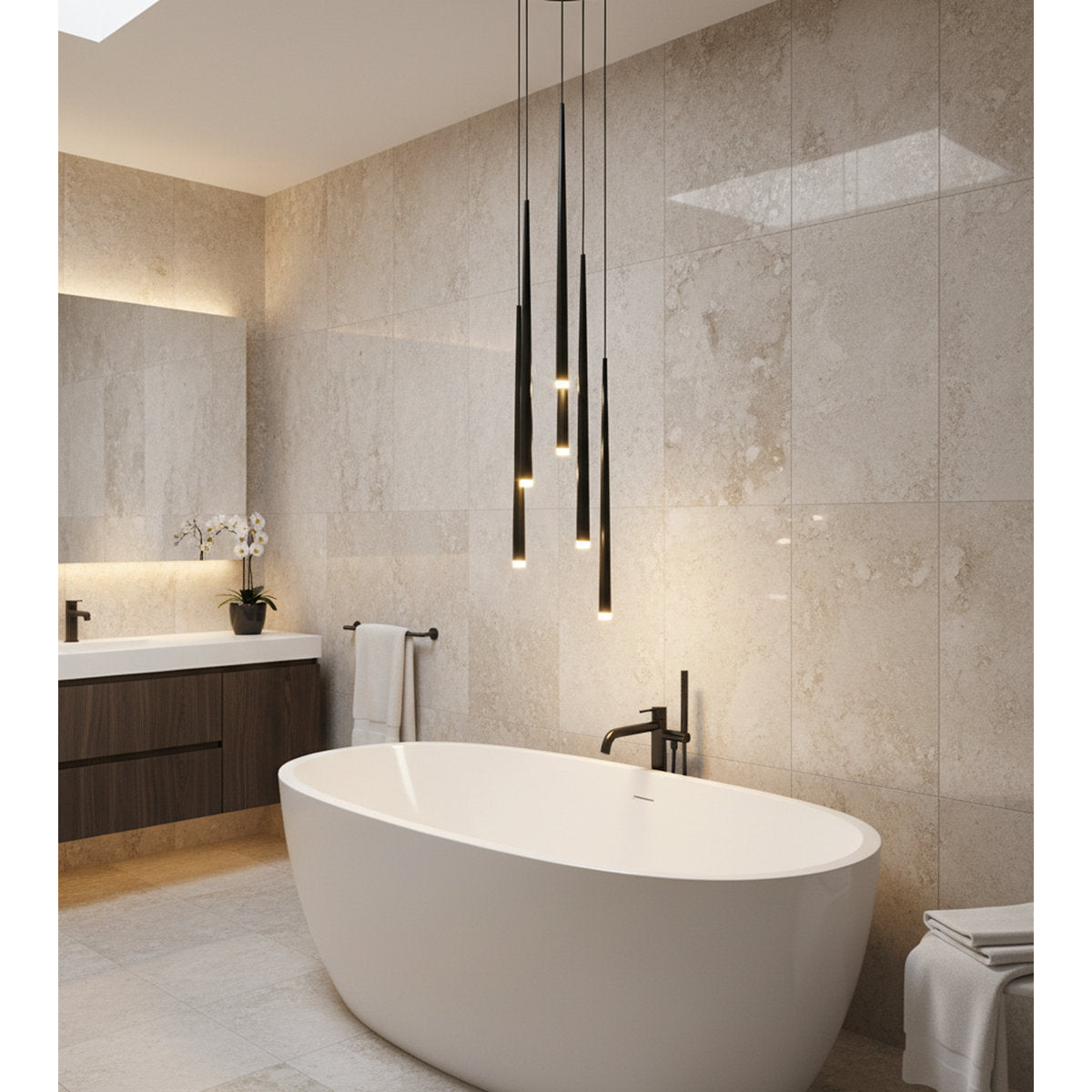 6 - Light Matte Black LED Pendant