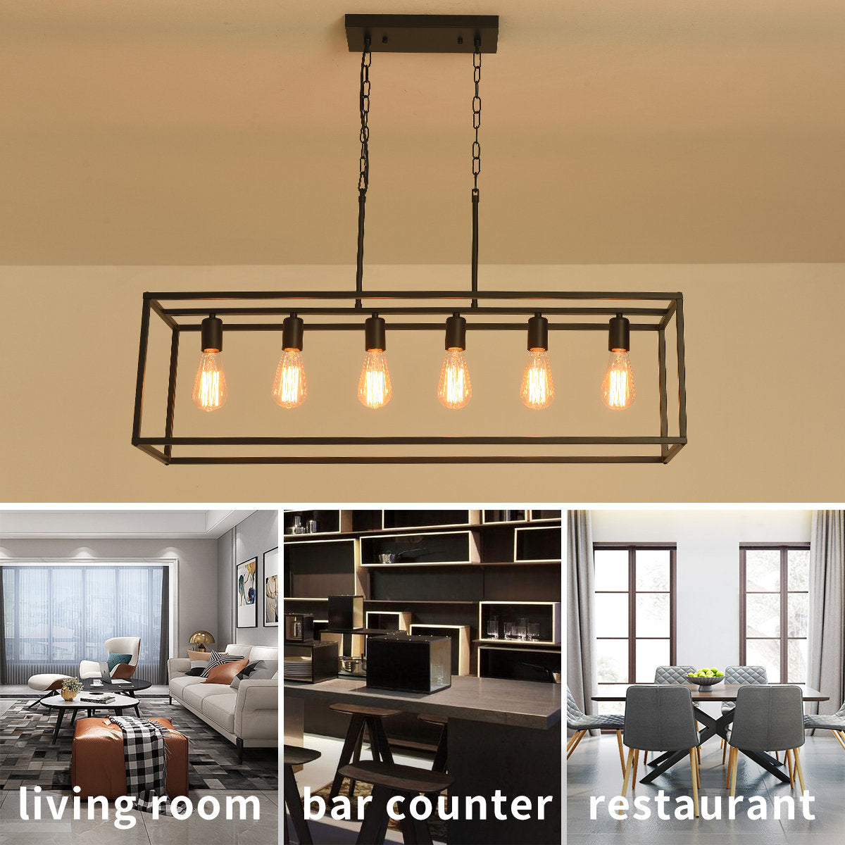 Billal 6 - Light Black Kitchen Island Pendant