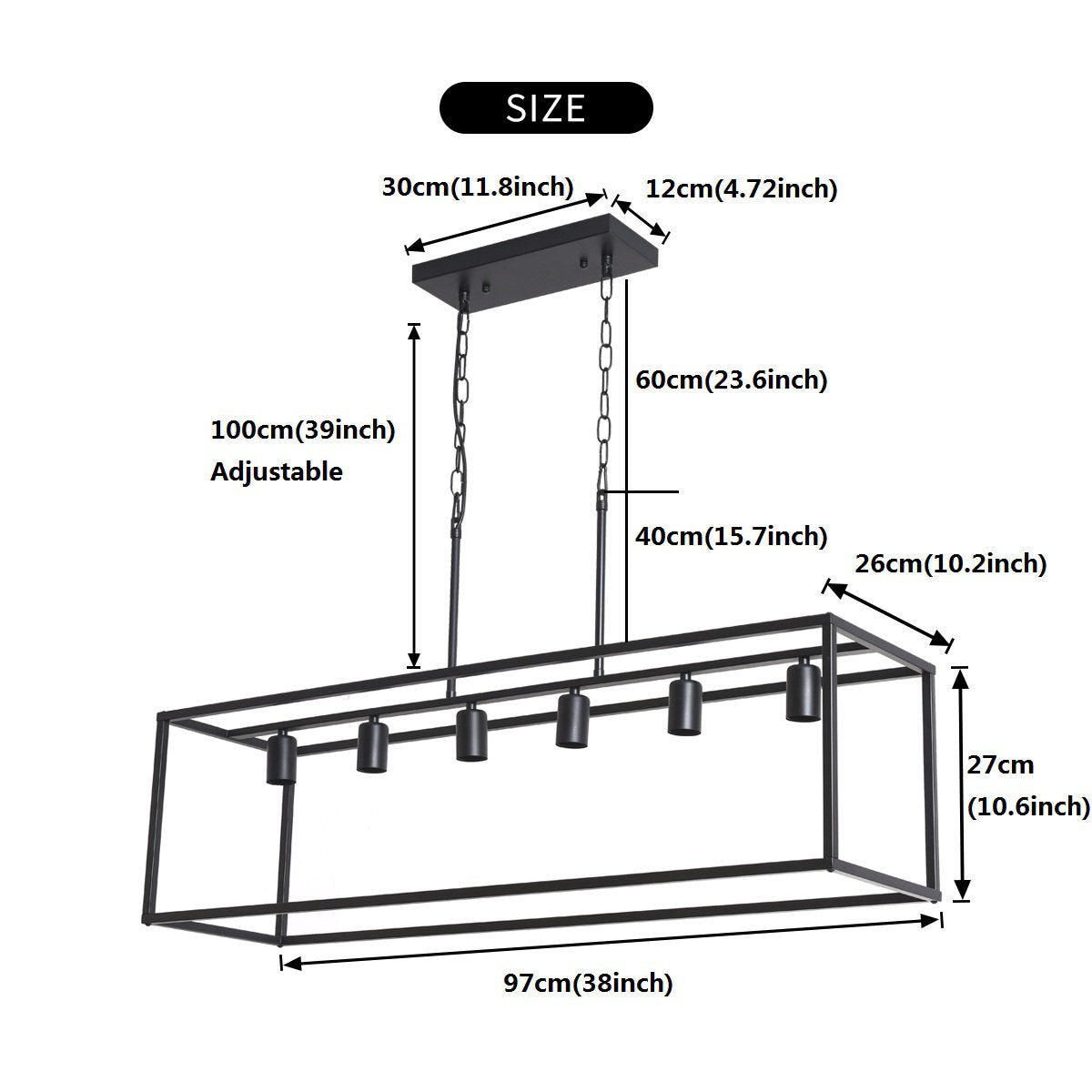 Billal 6 - Light Black Kitchen Island Pendant