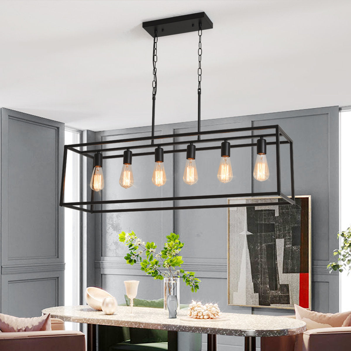 Billal 6 - Light Black Kitchen Island Pendant