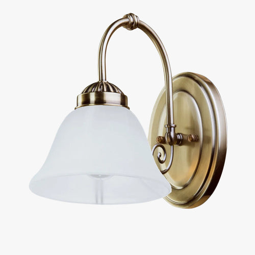 Brazell 1-Light Dimmable Antique Brass Armed Sconce Alabaster Style Glass