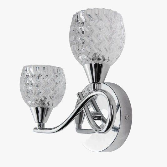 Burroughs 2-Light Dimmable Cut Glass Chrome Flush Mounted Sconce Wall Light