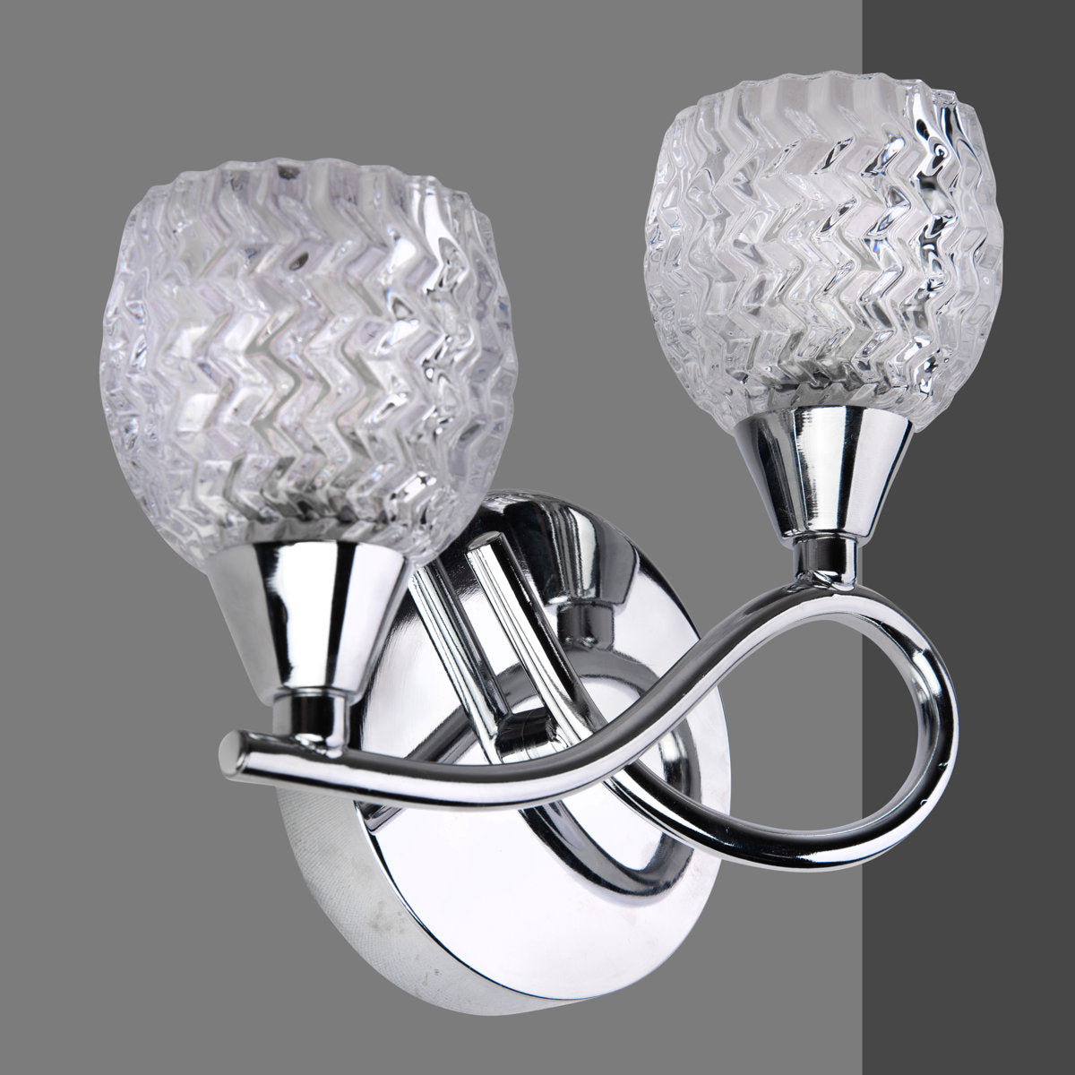 Burroughs 2-Light Dimmable Cut Glass Chrome Flush Mounted Sconce Wall Light