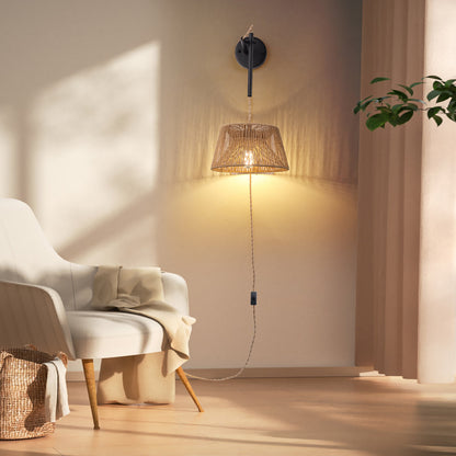 Elena Rattan Plug-in Swing Arm Sconce