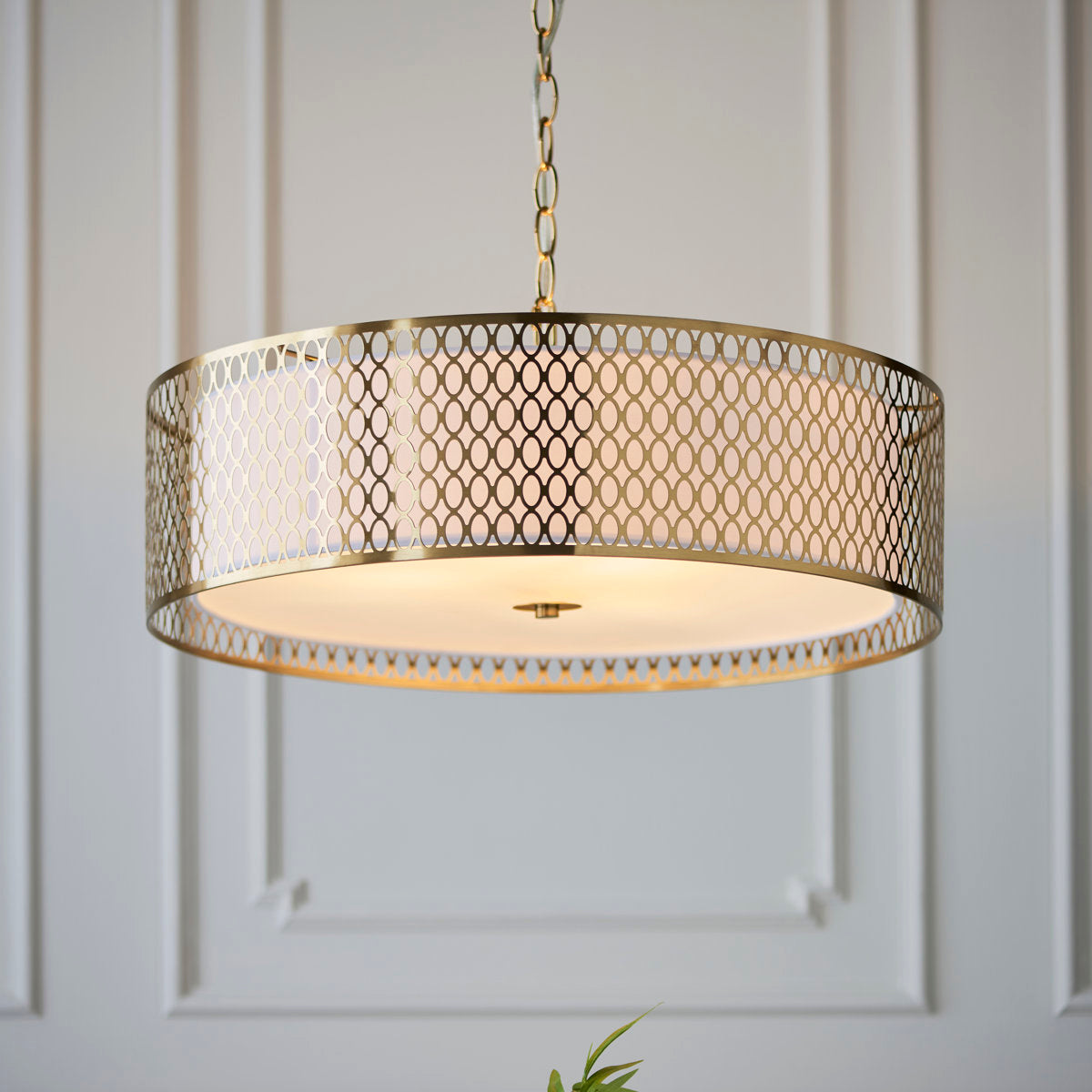 Erika 1 - Light Gold Drum Pendant